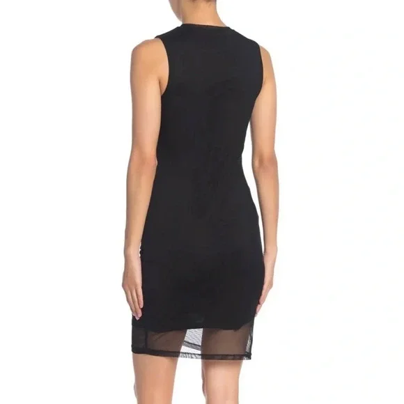 FREE PRESS Nordstrom Black Mesh Ruched Stretch Drape Layered Hem - Picture 2 of 9